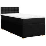 Box Spring Bed with Mattress Black King Single Fabric - Front View