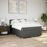 Box Spring Bed with Mattress Dark Grey Double Fabric - Side View