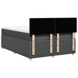 Box Spring Bed with Mattress Dark Grey Double Fabric - Extra Image
