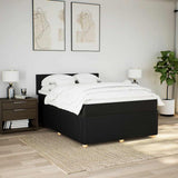 Box Spring Bed with Mattress Black Double Fabric - Side View
