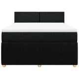 Box Spring Bed with Mattress Black Double Fabric - Top-Down View