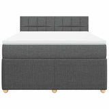 Box Spring Bed with Mattress Dark Grey Double Fabric - Top-Down View