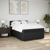 Box Spring Bed with Mattress Black Double Fabric - Side View