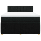Box Spring Bed with Mattress Black Double Fabric - Top-Down View