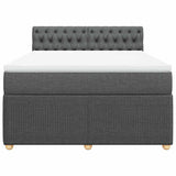 Box Spring Bed with Mattress Dark Grey Double Fabric - Top-Down View