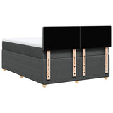 Box Spring Bed with Mattress Dark Grey Double Fabric - Extra Image