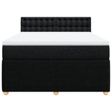 Box Spring Bed with Mattress Black Double Fabric
