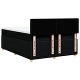Box Spring Bed with Mattress Black Double Fabric - Extra Image