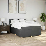 Box Spring Bed with Mattress Dark Grey Queen Fabric - Side View