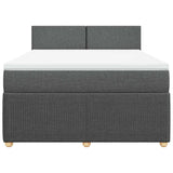 Box Spring Bed with Mattress Dark Grey Queen Fabric - Top-Down View