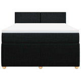 Box Spring Bed with Mattress Black Queen Fabric - Top-Down View