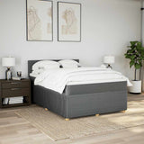 Box Spring Bed with Mattress Dark Grey Queen Fabric - Side View