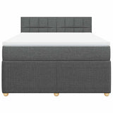 Box Spring Bed with Mattress Dark Grey Queen Fabric - Top-Down View