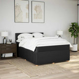 Box Spring Bed with Mattress Black Queen Fabric - Side View