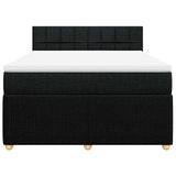 Box Spring Bed with Mattress Black Queen Fabric - Top-Down View