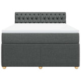 Box Spring Bed with Mattress Dark Grey Queen Fabric - Top-Down View
