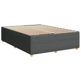 Box Spring Bed with Mattress Dark Grey Queen Fabric - Rear View
