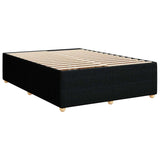 Box Spring Bed with Mattress Black Queen Fabric - Rear View