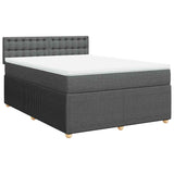 Box Spring Bed with Mattress Dark Grey Queen Fabric - Front View