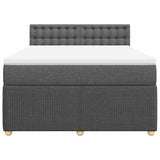 Box Spring Bed with Mattress Dark Grey Queen Fabric - Top-Down View