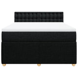Box Spring Bed with Mattress Black Queen Fabric - Top-Down View