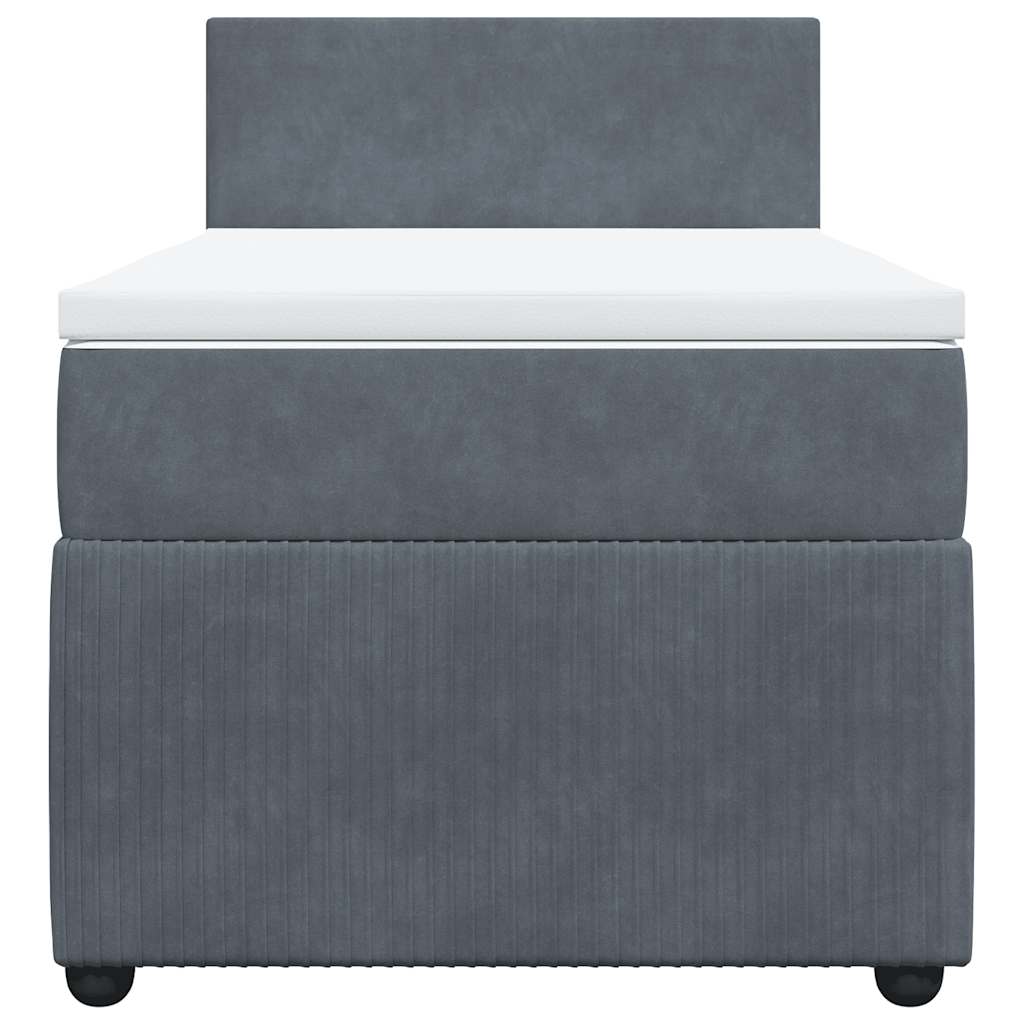Box Spring Bed with Mattress Dark Grey King Single Velvet