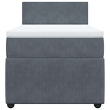 Box Spring Bed with Mattress Dark Grey King Single Velvet
