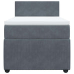 Box Spring Bed with Mattress Dark Grey King Single Velvet