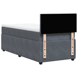 Box Spring Bed with Mattress Dark Grey King Single Velvet - Extra Image