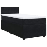 Box Spring Bed with Mattress Black King Single Velvet - Front View
