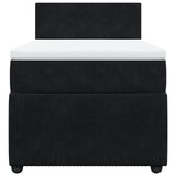 Box Spring Bed with Mattress Black King Single Velvet