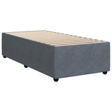 Box Spring Bed with Mattress Dark Grey King Single Velvet - Rear View