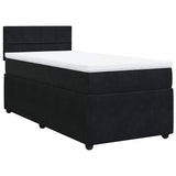 Box Spring Bed with Mattress Black King Single Velvet - Front View