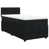Box Spring Bed with Mattress Black King Single Velvet - Front View