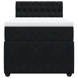 Box Spring Bed with Mattress Black King Single Velvet