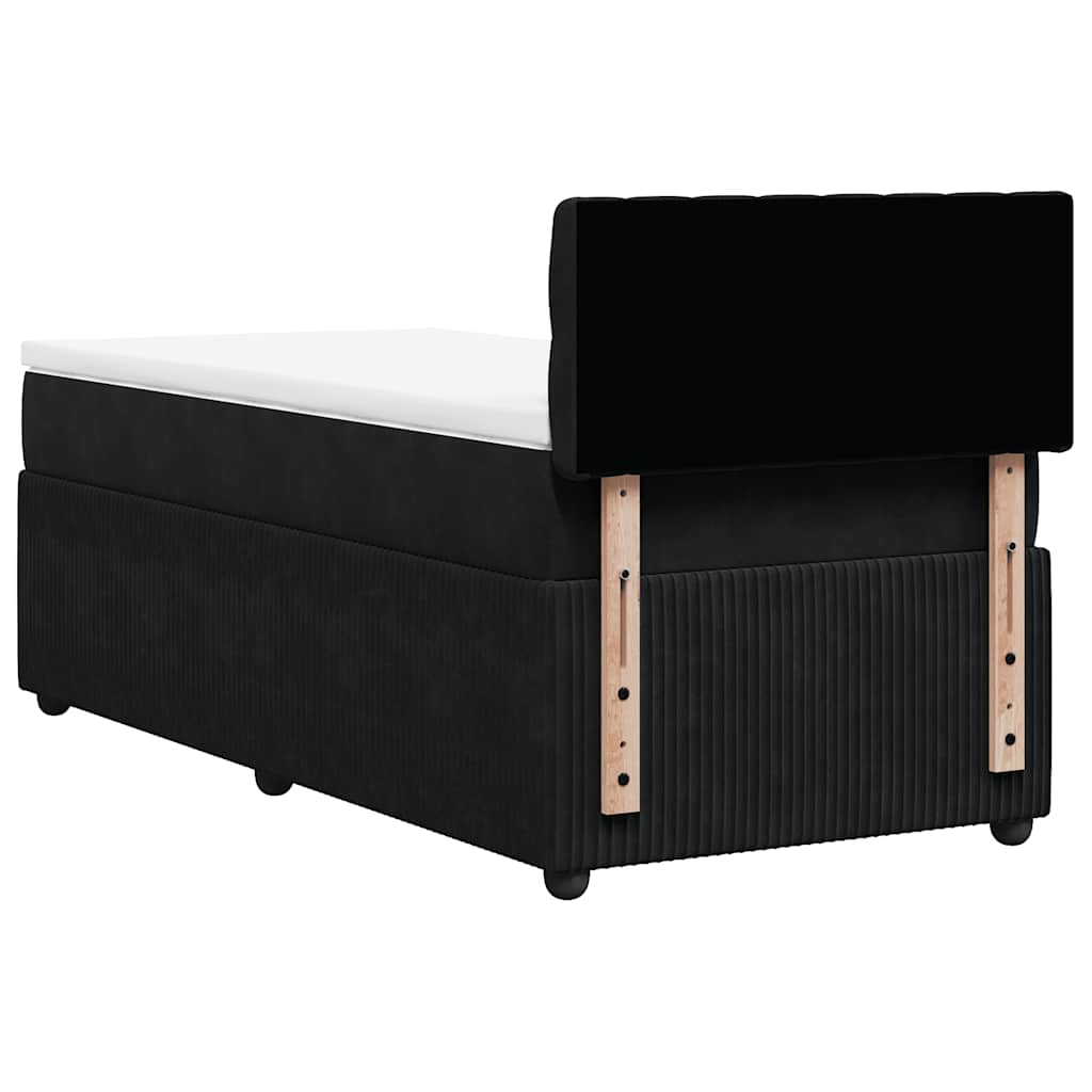 Box Spring Bed with Mattress Black King Single Velvet