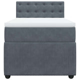 Box Spring Bed with Mattress Dark Grey King Single Velvet