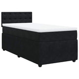 Box Spring Bed with Mattress Black King Single Velvet - Front View