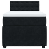 Box Spring Bed with Mattress Black King Single Velvet - Top-Down View