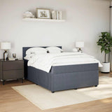 Box Spring Bed with Mattress Dark Grey Double Velvet - Side View