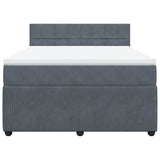 Box Spring Bed with Mattress Dark Grey Double Velvet - Top-Down View