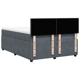 Box Spring Bed with Mattress Dark Grey Double Velvet - Extra Image