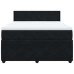 Box Spring Bed with Mattress Black Double Velvet