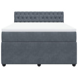 Box Spring Bed with Mattress Dark Grey Double Velvet