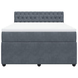 Box Spring Bed with Mattress Dark Grey Double Velvet - Top-Down View