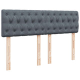 Box Spring Bed with Mattress Dark Grey Double Velvet - 45-Degree Angle