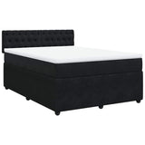 Box Spring Bed with Mattress Black Double Velvet - Front View