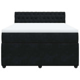 Box Spring Bed with Mattress Black Double Velvet