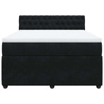 Box Spring Bed with Mattress Black Double Velvet
