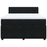 Box Spring Bed with Mattress Black Double Velvet - Top-Down View